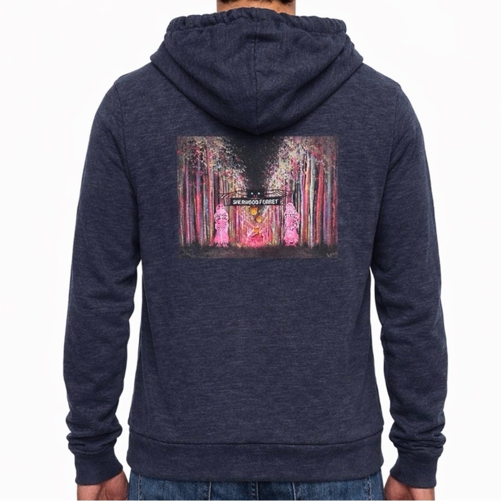 American Apparel Unisex F497 Tri Blend Zip Sherwood Forest Hoodie Med Navy GUC